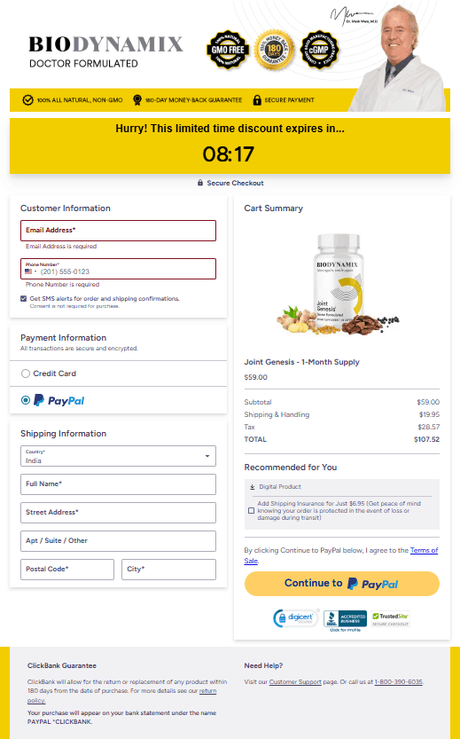 Joint Genesis™ Secure-Checkout